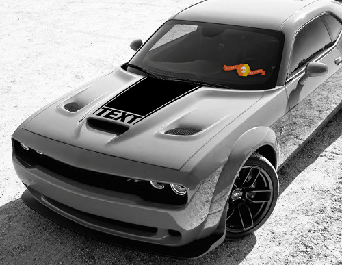 TEXT Tapered Hood Scoop Panel Capó Adhesivo de vinilo para Dodge Challenger