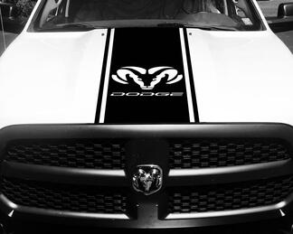Dodge Ram 1500 calcomanía de vinilo HOOD Ram Head Racing HEMI pegatinas de rayas #69

