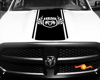 1500 2500 Ram Vinilo Racing Stripe Hood Calcomanía Flaming Ram Hemi Sticker #71
