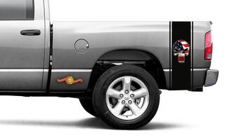 Calcomanía impresa de Punisher Bandera negra Ram Truck Vinilo Racing Stripe Sticker #105
