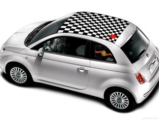 Fiat 500 vinilo Racing bandera a cuadros techo raya calcomanía pegatina
