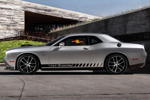 SRT Hellcat Style TXT CUSTOM Rally Stripe Pair — Adhesivo de vinilo (faldón lateral) para Dodge Challenger 2009-2018