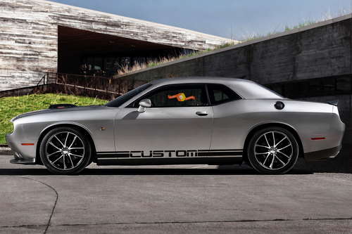 CUSTOM Twin Line Rocker Stripe Pair Faldón lateral Adhesivo de vinilo para Dodge Challenger 2009-2018