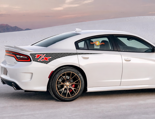 T/X Honeycomb Quarter Wedge Pair Guardabarros trasero Adhesivo de vinilo para Dodge Charger 2011-2020
