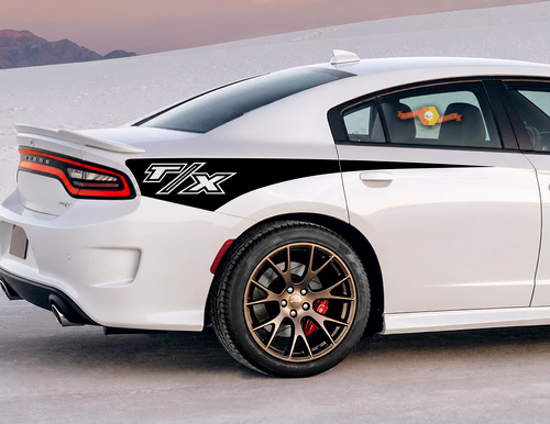 T/X Outline Quarter Wedge Pair Guardabarros trasero Adhesivo de vinilo para Dodge Charger 2011-2020
