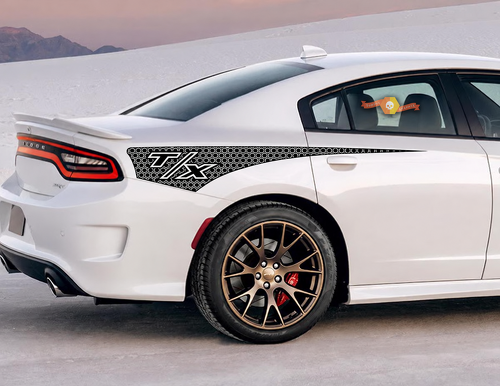 T/X Honeycomb Quarter Spear Pair Guardabarros trasero Adhesivo de vinilo para Dodge Charger 2011-2020