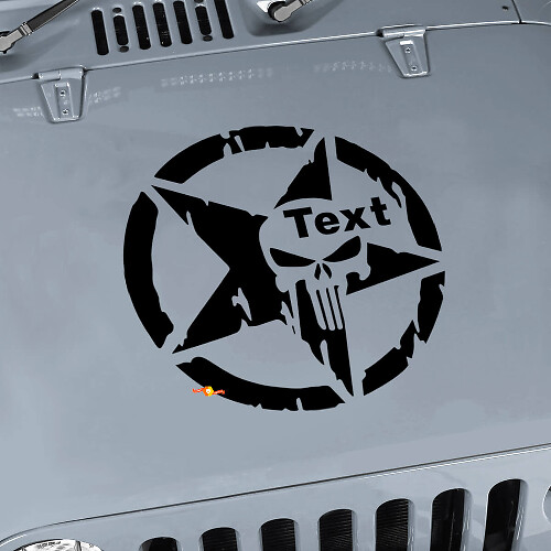 Calcomanía de Vinilo de Estrella Militar Punisher para Capó de Jeep Wrangler