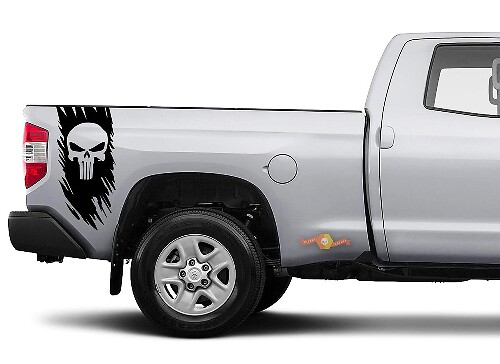 Calcomanía lateral de vinilo con calavera Punisher para camiones Toyota Nissan Chevy