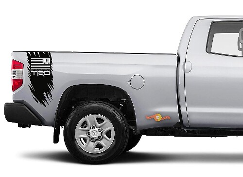 Pegatina de vinilo estilo envejecido con bandera TRD USA para la cabecera de Toyota Tundra