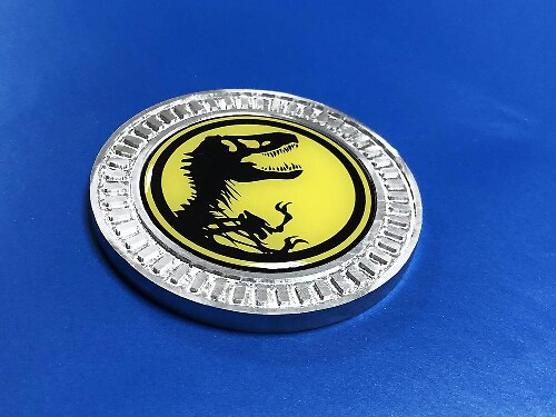 Calcomanía de vinilo emblema metálico de aluminio Jurassic Park para mesita de noche Jeep Wrangler