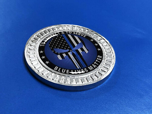Insignia Emblema 3D de Aluminio Azul Línea Punisher para Jeep Wrangler