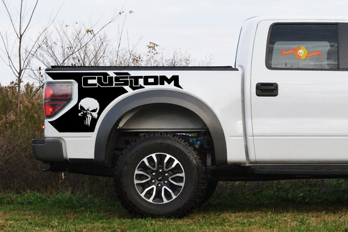 Punisher CUSTOM Stripe — Adhesivo de vinilo (lateral de caja) para Ford F-150 Raptor 2010-2014