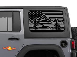 Jeep Wrangler Rubicon Hardtop EE. UU. Bandera Montañas Bosque Parabrisas Calcomanía JKU JLU 2007-2019 o Tacoma 4Runner Tundra Subaru Charger Challenger - 2
