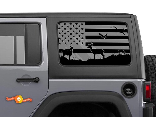 Kit de pegatinas de vinilo de bandera USA para ventana lateral de ciervo para Jeep Wrangler Hardtop