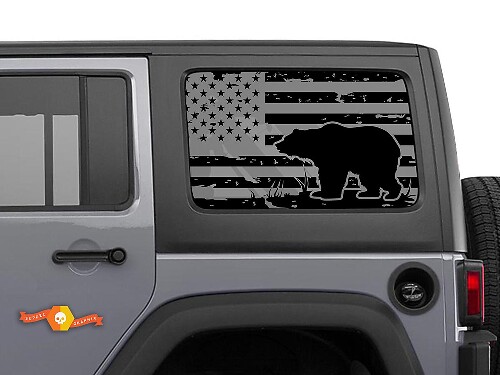 Par de calcomanías del lateral trasero con bandera de EE. UU. para Jeep Wrangler Hardtop