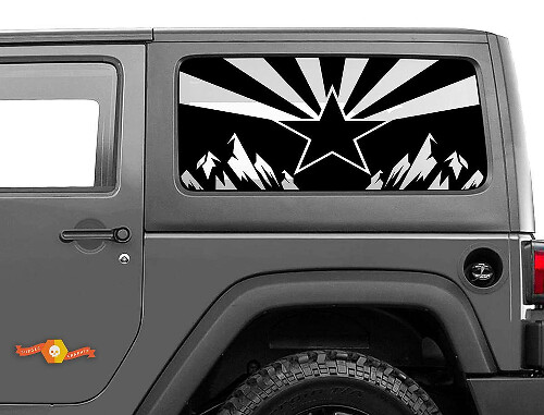 Pegatina vinilo para ventana lateral con montañas y bandera de Arizona para Jeep Wrangler 2007-2019