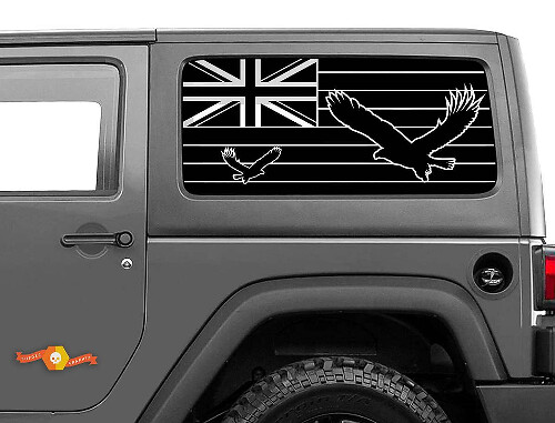 Adhesivo de vinilo para ventana lateral con águilas y bandera de Hawái para Jeep Wrangler 2007-2019