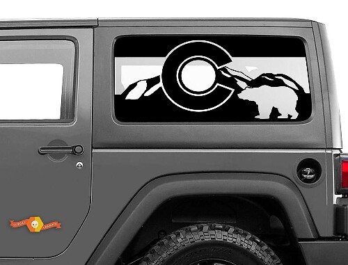 Calcomanía Pegatina para parabrisas con bandera de Colorado Bear Mountains para Jeep Wrangler Rubicon Hardtop JKU JLU 2007-2019 o Tacoma 4Runner Tundra Charger Challenger
