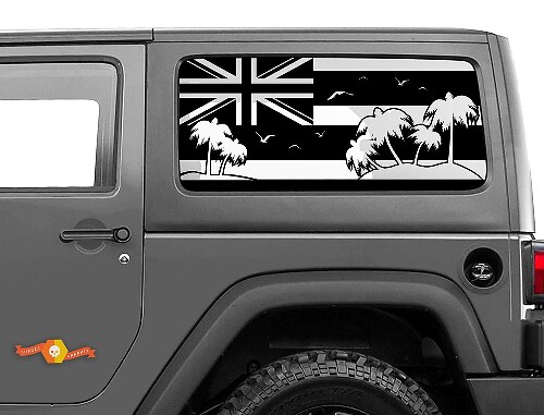 Pegatina de Parabrisas con Bandera de Hawái y Palmeras para Jeep Wrangler Rubicon Hardtop JKU JLU 2007-2019 o Tacoma 4Runner Tundra Charger Challenger