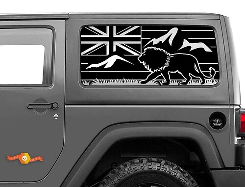 Calcomanías de techo rígido con bandera de Hawaii, montañas de leones, Jeep Wrangler Rubicon
