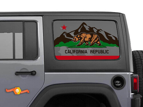 Calcomanía Vinilo para Ventana Lateral con Oso de la República de California para Jeep Wrangler 2007-2019