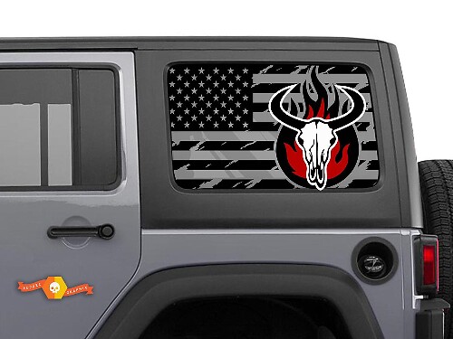 Pegatina/Calcomanía de Parabrisas de Calavera con Bandera de EE. UU. Desgastada Hardtop para Jeep Wrangler Rubicon JKU JLU 2007-2019 o Tacoma 4Runner Tundra Charger Challenger