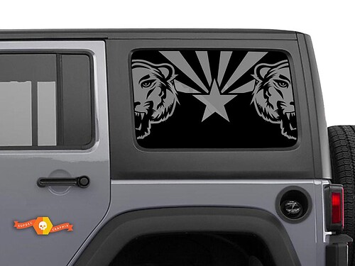 Bandera de Arizona con calcomanías de ventana lateral de tigre para Jeep Wrangler Rubicon Hardtop
