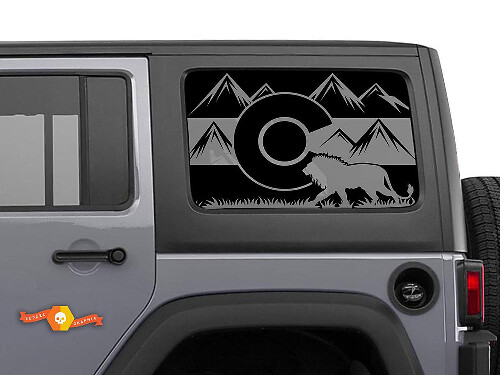 Bandera de Colorado con León Jeep Wrangler Rubicon Hardtop Side Window calcomanías pegatinas
