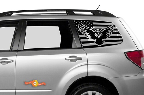 Calcomanía de águila con bandera de Estados Unidos para ventana trasera de Suba Forester | Diseño patriótico
