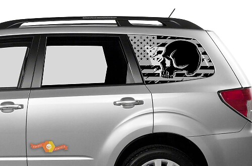 Suba Ascent Forester Hardtop USA Bandera Montañas Cráneo Destruido Parabrisas Pegatina Calcomanía JKU JLU 2007-2019 o Tacoma 4Runner Tundra Dodge Challenger Charger Wrangler Rubicon - 107
