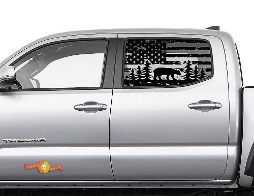 Toyota Tacoma 4Runner Tundra Hardtop USA Flag Forest Bear Parabrisas Pegatina Calcomanía JKU JLU 2007-2019 o Dodge Challenger Charger Suba Ascent Forester Wrangler Rubicon - 113
