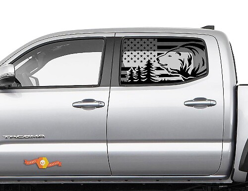 Toyota Tacoma 4Runner Tundra Hardtop USA Flag Forest Bear Parabrisas Pegatina Calcomanía JKU JLU 2007-2019 o Dodge Challenger Charger Suba Ascent Forester Wrangler Rubicon - 115

