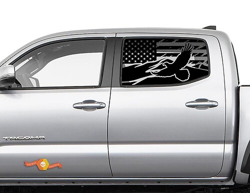 Pegatinas para ventana lateral de águila de montaña con bandera de EE. UU., pegatinas para Toyota Tacoma 4Runner Tundra
