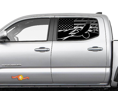 Juego de Calcomanías de Vinilo para Ventana Lateral Trasera con Águila y Bandera de EE.UU. para Toyota Tacoma