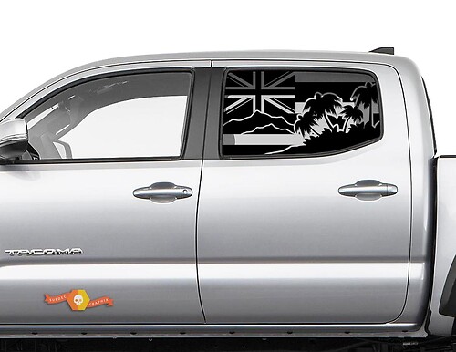 Calcomanía para ventana lateral con bandera de Hawaii Halm Island, compatible con Toyota Tacoma 4Runner Tundra
