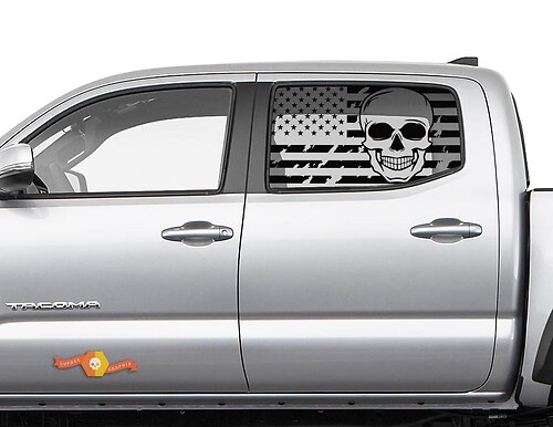 Calcomanías de ventana lateral de calavera de bandera estadounidense para Toyota Tacoma 4Runner Tundra
