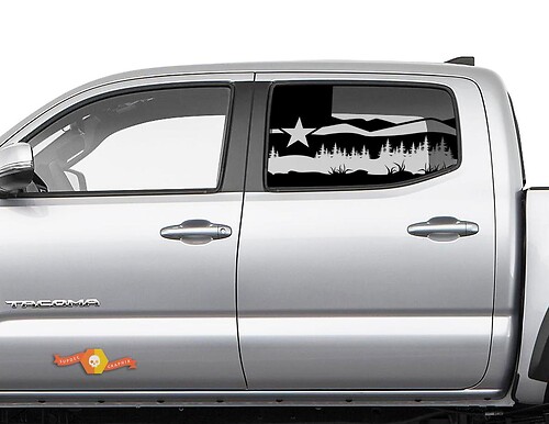 Toyota Tacoma 4Runner Tundra Hardtop Flag Texas Forest Fields Eagle Calcomanía para ventana lateral
