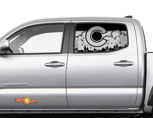 Calcomanía de montañas forestales con bandera de Colorado para ventana lateral Toyota Tacoma 4Runner Tundra
