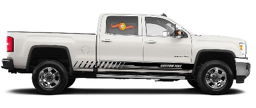 Calcomanías de vinilo con rayas de panel basculante de carreras para GMC Sierra 2500HD
