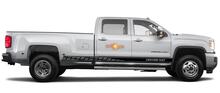 Calcomanías de vinilo con rayas de panel basculante de carreras para GMC Sierra 3500HD
 2