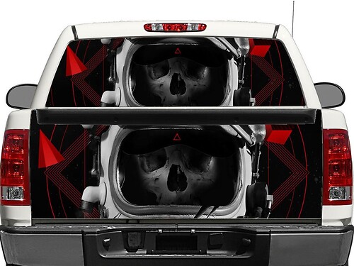 Calcomanía de vinilo de Calavera Cosmonauta para luneta trasera o portón trasero de camionetas y SUV