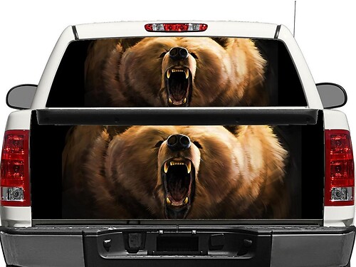 Calcomanía de vinilo para ventana trasera o puerta trasera de oso grizzly para camionetas todoterreno