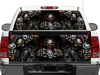 Skull Death Pistols Ventana trasera O puerta trasera Calcomanía Pegatina Camioneta SUV Coche
