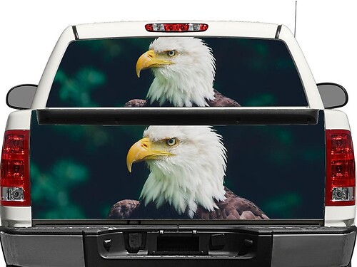 Vinilo adhesivo para ventana trasera o portón trasero con diseño de águila calva americana para camionetas y todoterrenos