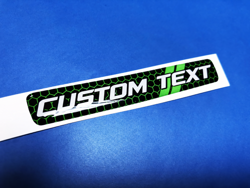 Lime Green Honeycomb Twin Stripes Custom Text Domed Insert — Adhesivo de vinilo (volante) para Dodge Challenger