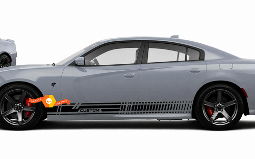 Juego de franjas ranuradas PERSONALIZADO adhesivo de vinilo para panel de faldón lateral para Dodge Charger 2011-2026