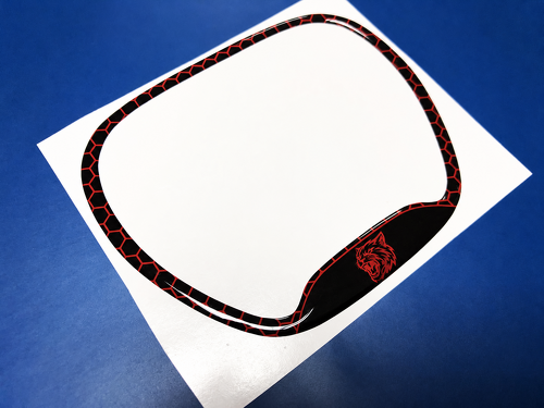 Hellcat Style Red Honeycomb Custom Cat Domed Trim Ring — Adhesivo de vinilo (volante) para Dodge