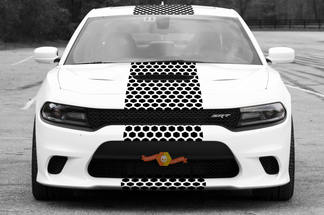 2015 y posteriores Dodge Challenger SRT / HELLCAT Style Solid Strip Honeycomb Rally Stripe Kit de calcomanías
