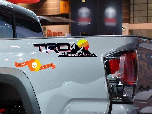 Calcomanía de vinilo estilo montaña TRD Off Road para el lateral de la caja de Toyota Tundra