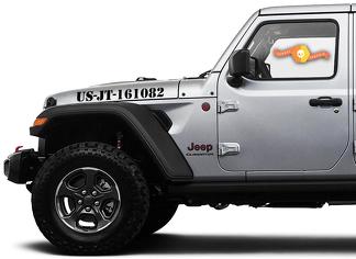 Par de Jeep Gladiator Side JT Wrangler JL JLU Texto personalizado Capucha Letras Gráficos Vinilo adhesivo Kit de gráficos para 2018-2021
